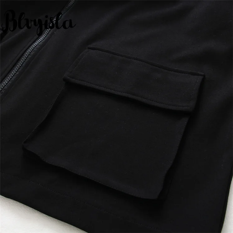 Blvyisla 3XL оверсайз Ретро черный белый полосатый harajuku толстовки женские бойфренд стиль молнии Тонкий ветровки пальто