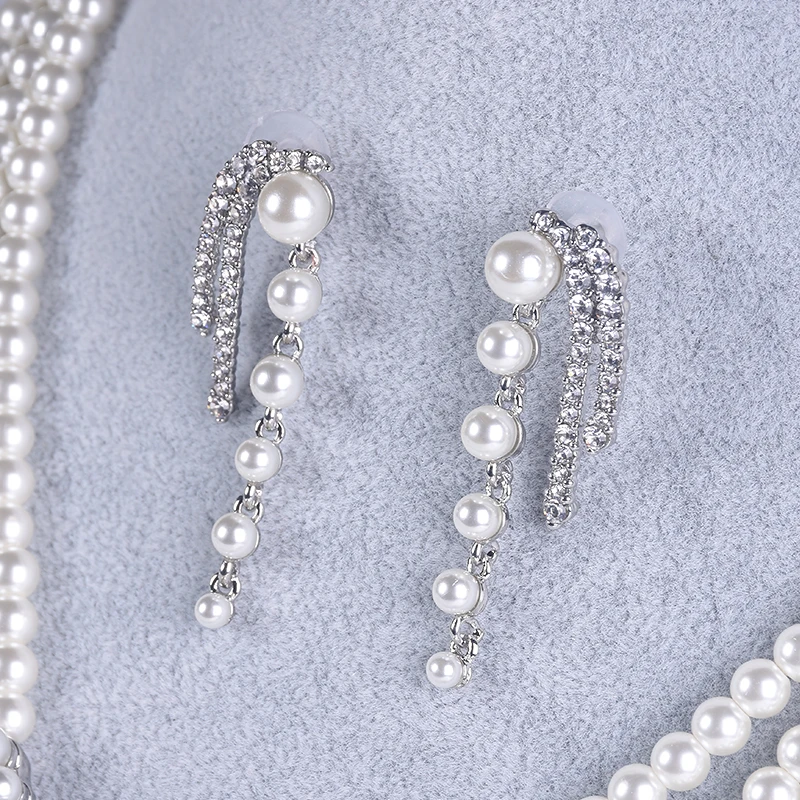HOWAWAY Fashion Bridal Jewelry Crystal Pearl Necklace Vintage Style Wedding For Women