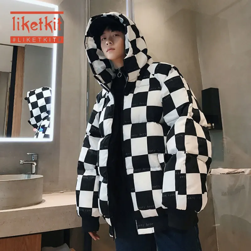 Liketkit куртки и пальто для мужчин 2019 мужские повседневные плотные парки в клетку с