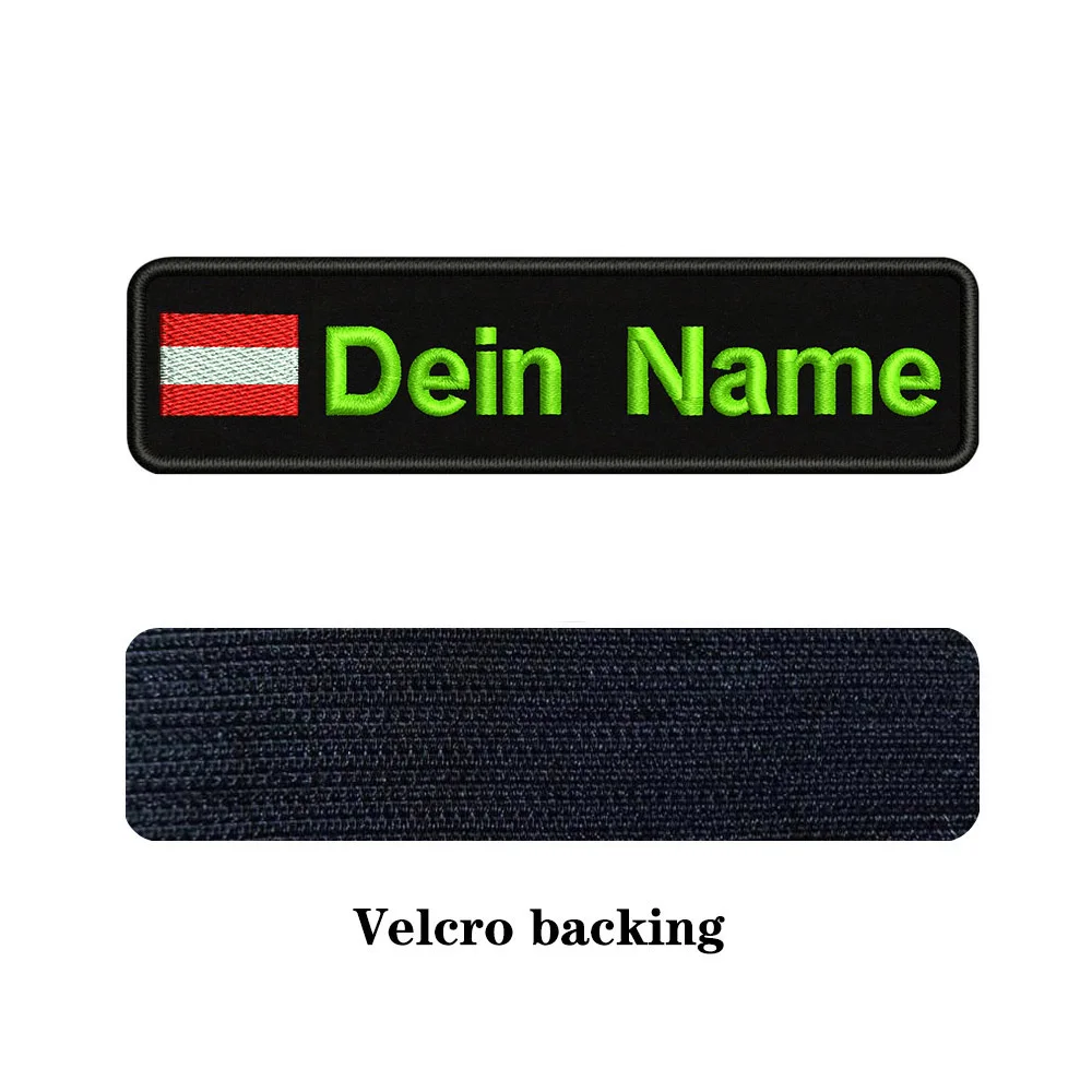 light green-Velcro На заказ Вышивка Австрийский флаг имя или заплатка с текстом 10 см* 2,5 см значок Железная на или липучке Подложка для одежды брюки рюкзак шляпа - Цвет: light green-Velcro