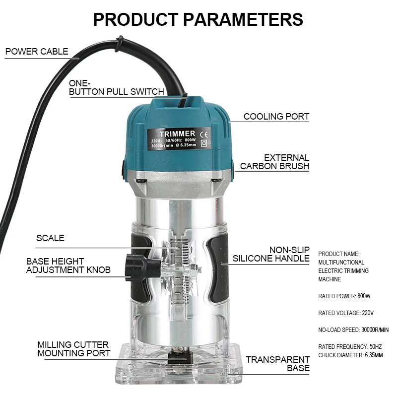 

Electric Hand Trimmer Palms Router Laminate Joiners Wood Working High Precision K888