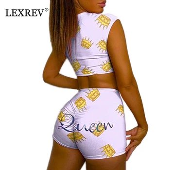 

Cute Queen Spicy Letter Print Pajamas Set Women Pyjamas Sleepwear Nightwear Pijama Mujer Plus Size Short Pants Crop Top Homewear