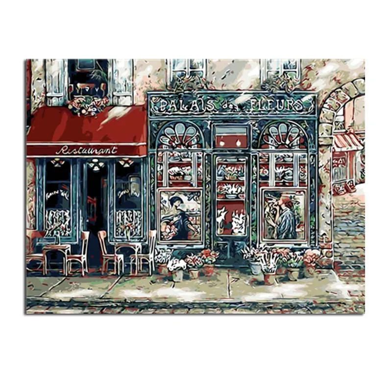 

Frameless Shop Entrance Scene Wallpaper Painting Diy Digital Painting By Numbers Modern Wall Art Picture For Home Wall Artwork