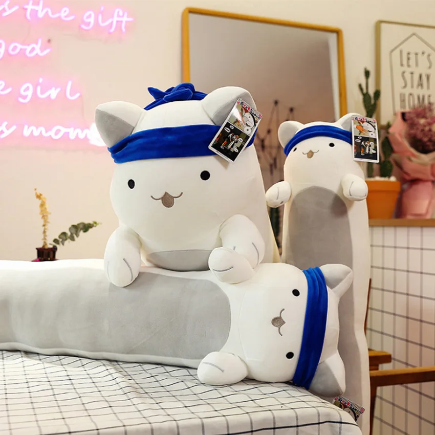 

90/120CM Cute cartoon ramen cat plush pillow doll Stuffed Soft Animal plushie Crib protection plush cushion Gift for Kids