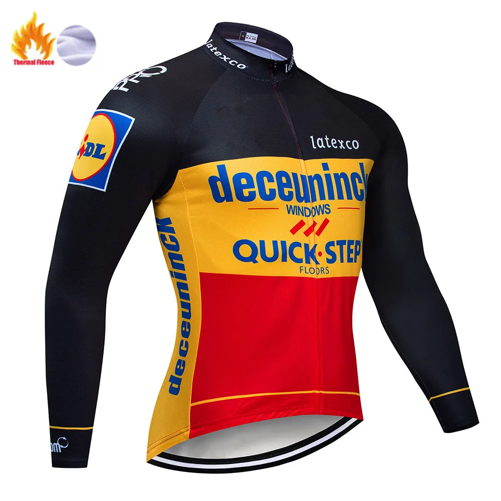 Winter jersey 5 Colors Team QUICK STEP Cycling Jersey Set Belgium Bike Clothing Mens Winter Thermal Fleece Bicycle Clothes Cycling Wear - Цвет: Winter jersey