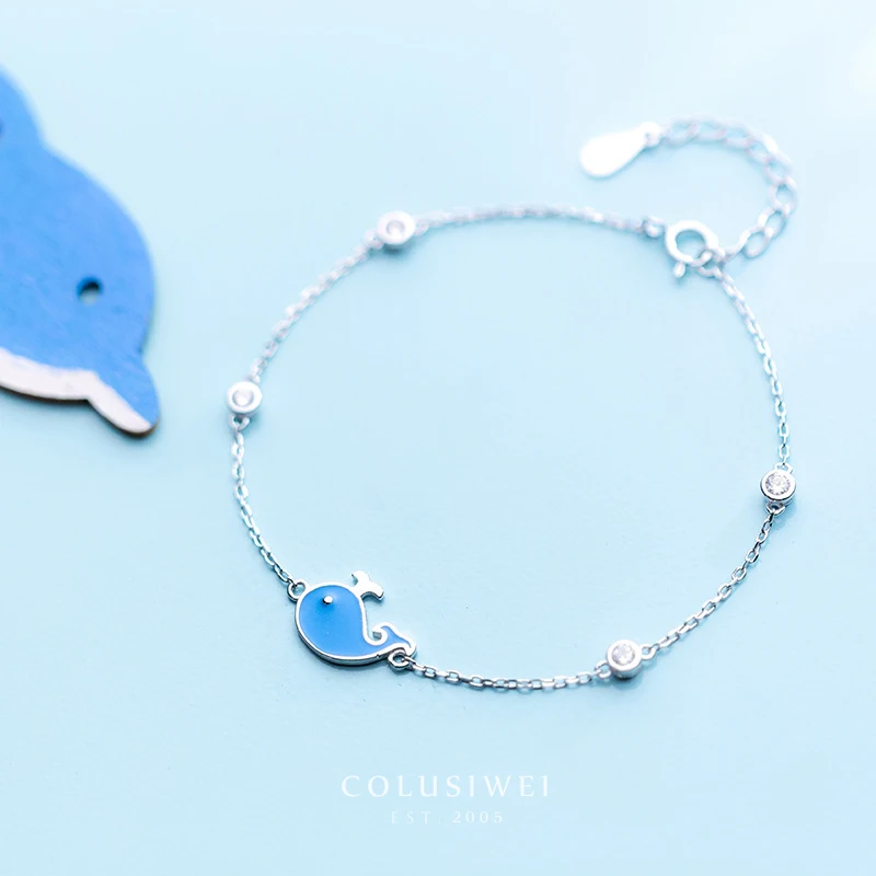 Colusiwei Новое поступление животное, амулет, браслет из стерлингового серебра 925 пробы, милые скаутские киты для девочек, браслеты-цепочки для женщин, ювелирные украшения