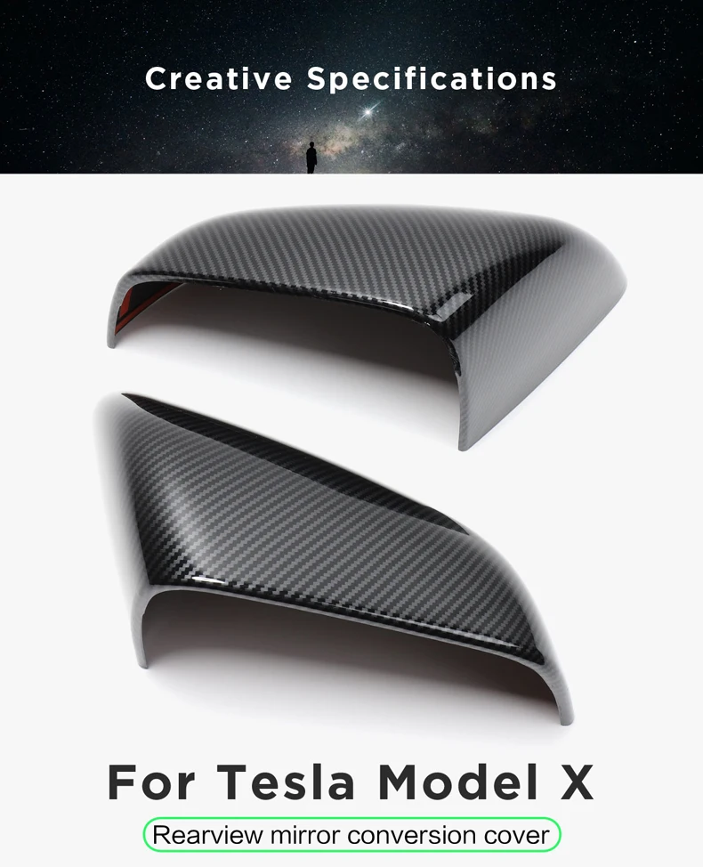 LUCKEASY накладка на зеркало заднего вида автомобиля боковое зеркало для Tesla модель X накладка на зеркало заднего вида автомобиля из АБС-пластика, переводятся с помощью воды углеродного волокна 2 шт./компл