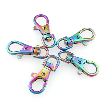 

10pcs Rainbow Swivel hooks Hole 8mm Trigger Lobster Clasps Clip Snap Hook Key Chain Ring Outdoor Lanyard Craft Bag Parts DIY