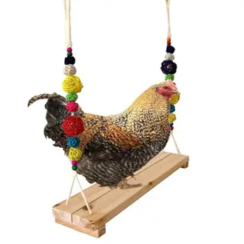 

Chicken Stand Swing Hanging Parrot Toys with Decorative Beads Chewing String D08F