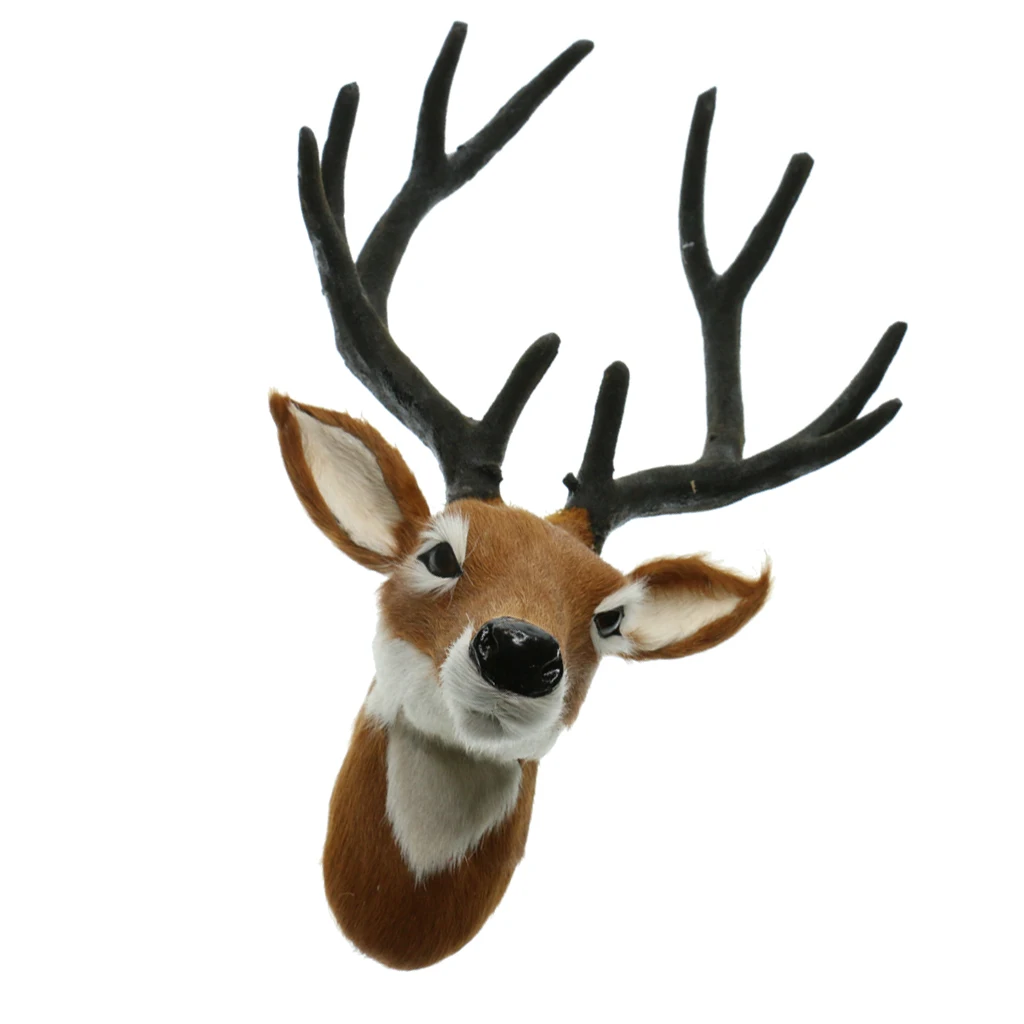 Artificial Animal Head Art Wall Decor Deer Head With Black Antlers For Wall
