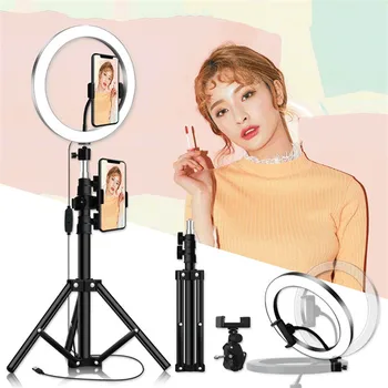 

New LED Selfie Ring Light Youtube Makeup Video Studio 16CM Dimmable Photographic Ringlight With Tripod Set