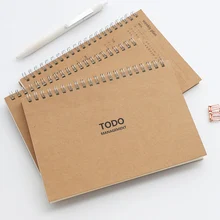 Diario semanal para hacer planificador, cuaderno de papel Kraft en espiral, cuadrícula forrada, papelería, carpeta A6, Bloc de notas, papelería de oficina