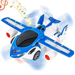 Brinquedo avião carro deformação carro elétrico girando dança incandescente airplanetoys bateria deformação aeronave veículo helicóptero