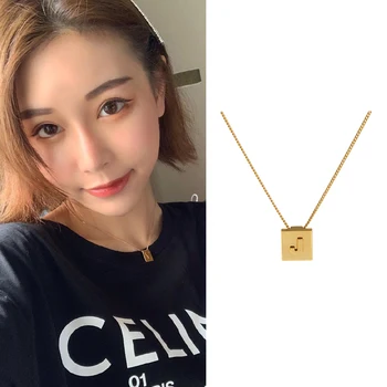 

Hot Supply High Quality 26 English Surnames Letter Square Pendant Necklace For Women Men Steel Jewelry