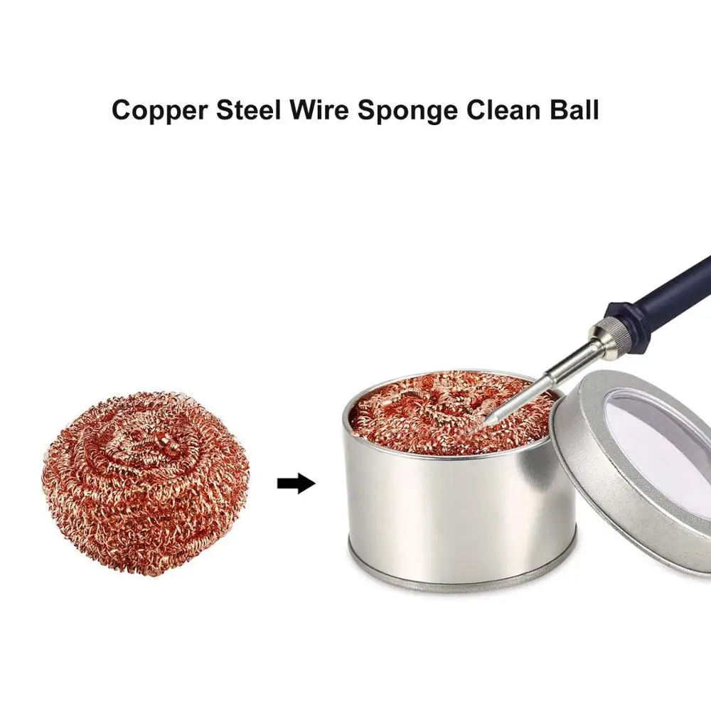 

Cleaning Ball Desoldering Soldering Iron Mesh Filter Cleaning Nozzle Tip Copper Wire Cleaner Ball Metal Dross Box Clean Ball