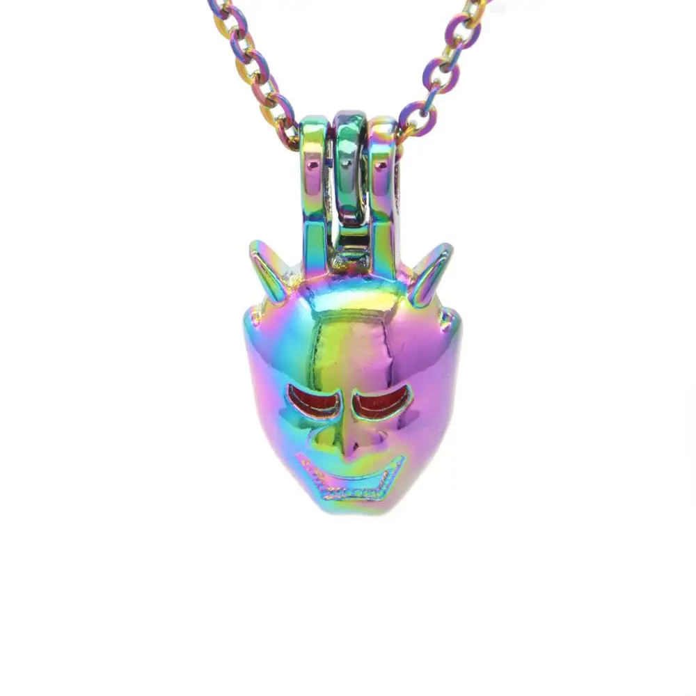 1pcs Colorful Devil Head Oyster Pearl Bead Cages Pendant Essential Oil Diffuser Locket Craft Jewelry Making Necklace DIY | Украшения и