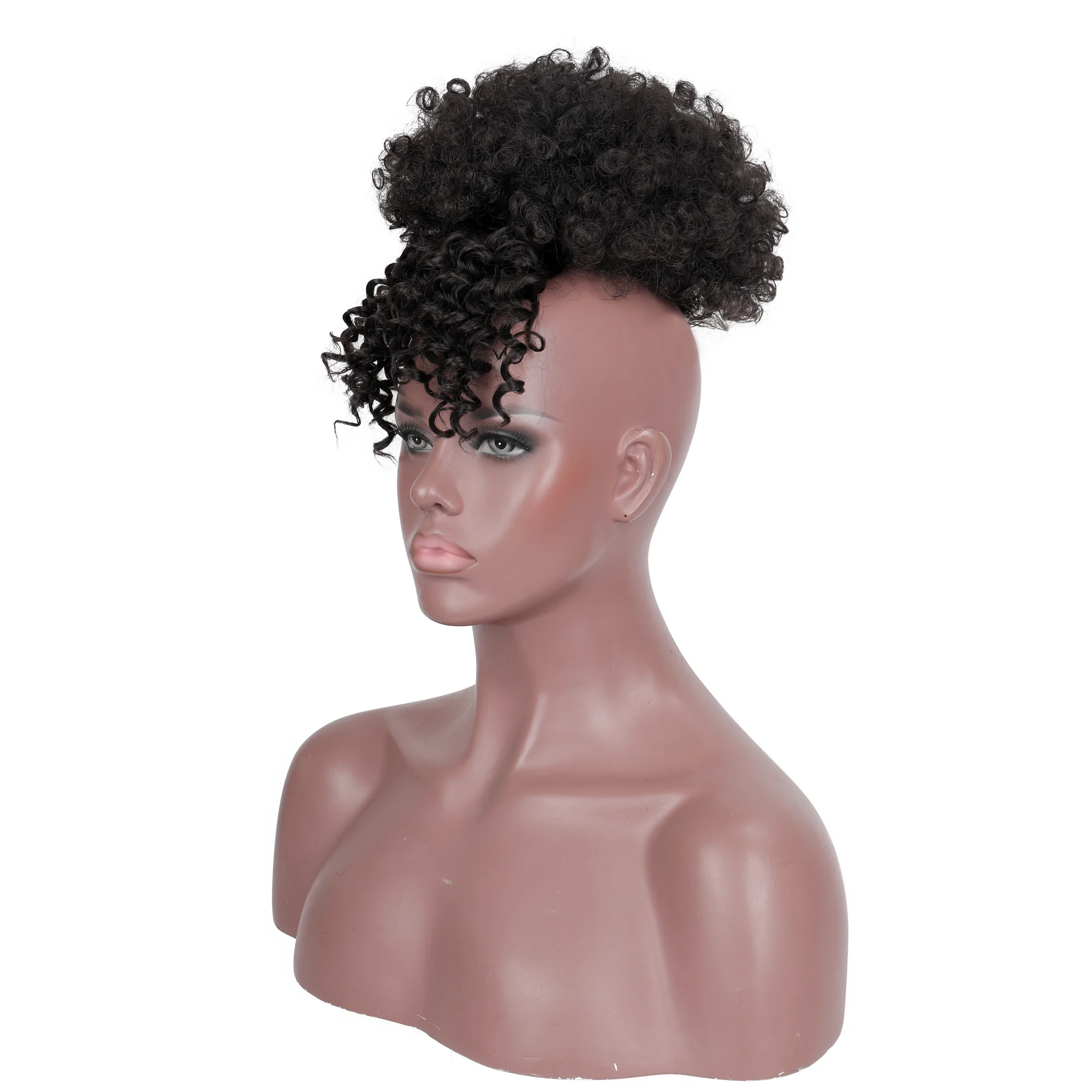 XUANGUANG Curly Hair High Ponytail Synthetic Hair Extension African Curly Ponytail And Bangs Short Parcel Clip Seven Colors
