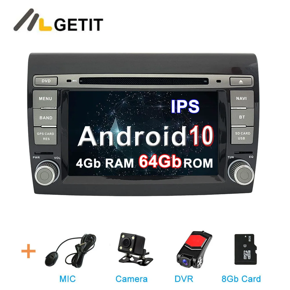 4G 64G CAM-DVR SD DSP ips Android 10 автомобильный DVD мультимедийный плеер для Fiat Bravo 2007-2012 автомобильный Радио Стерео gps навигация - Цвет: 4G 64G CAM-DVR SD