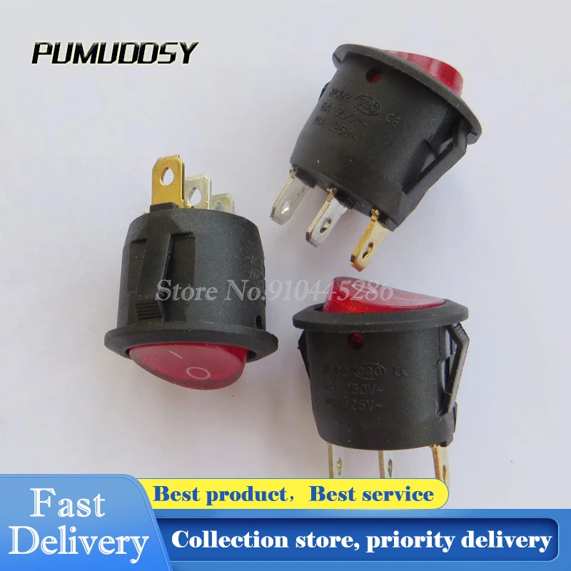 5 шт./лот 16 мм Диаметр мини-красный свет переключатель ВКЛ-ВЫКЛ SPST Круглый тумблер