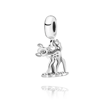 

Classic 925 Sterling Silver Spotted Deer Dangle Charm pendant fit Original Bracelets Women DIY Jewelry