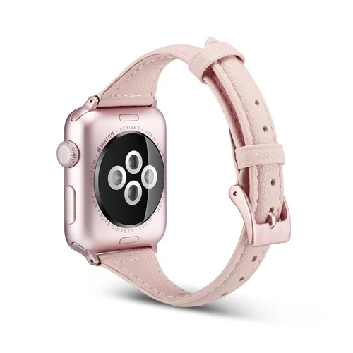 Тонкий кожаный ремешок для apple watch band 44 мм 40 мм, 42 мм, 38 мм, версия наручных часов iwatch, ремешок apple watch 5/4/3/2/1 браслет для отдыха ремешок на запястье - Цвет ремешка: pink