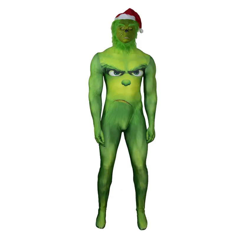 3 типа, Забавный Рождественский костюм Grinch, нарядное платье для взрослых и детей, комбинезон, маскарадные костюмы для Хэллоуина, Санта-Клауса, забавный наряд