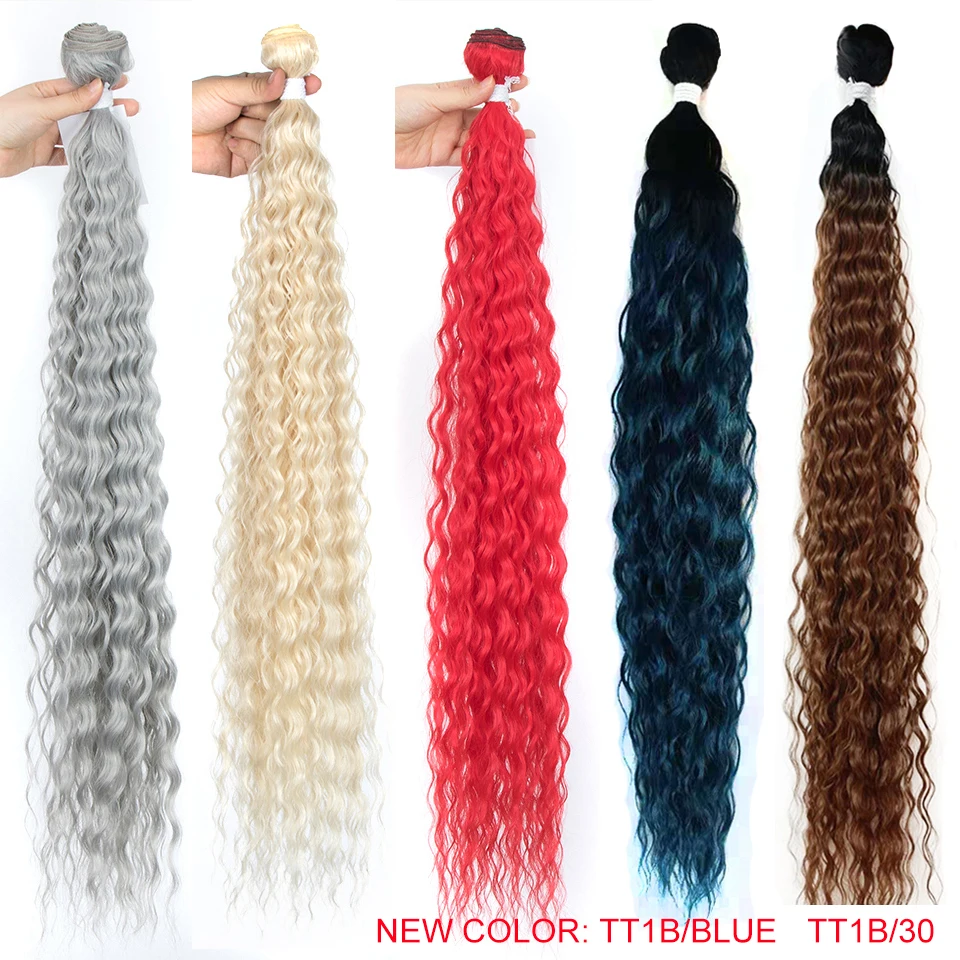 FASHION IDOL Loose Deep Wave Hair Bundles Extensions Ombre Hair Bundles 28-32Inch 120g Super Long Hair Synthetic Curly Wave Hair