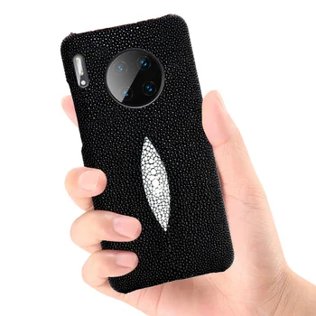 

2020 New Mate30 Pure Natural Pearl Fish Leather Back Cover Real Genuine Stingray Skin Business Phone Case For Huawei Mate 30 Pro