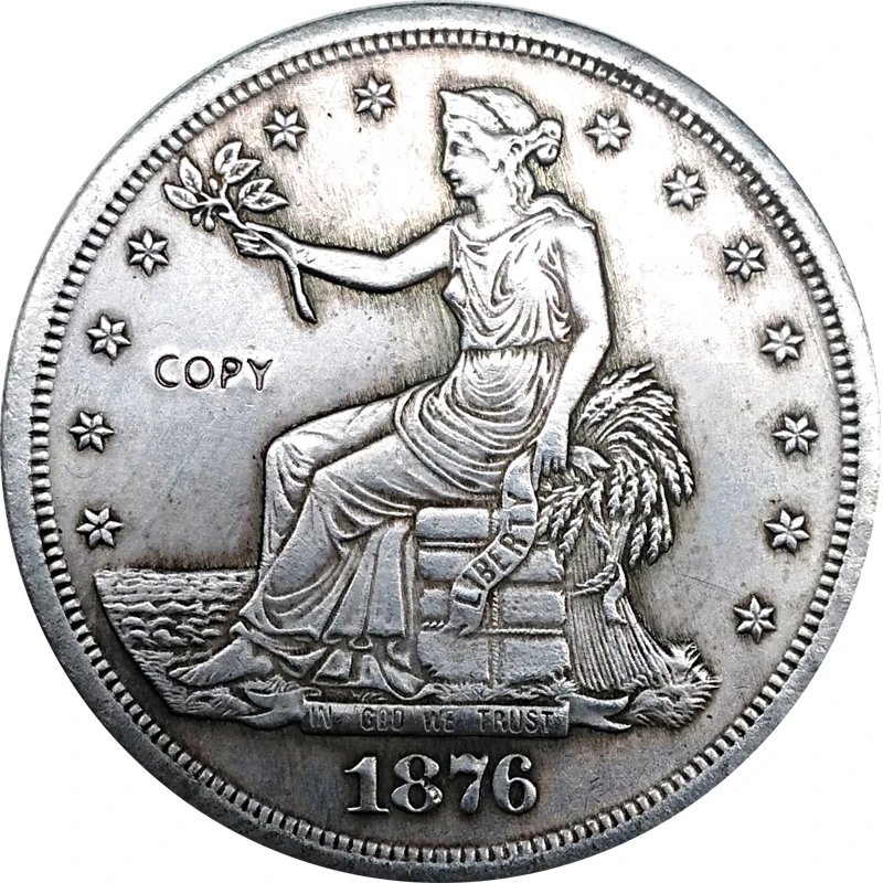1876 монета США Реплика торговый доллар монеты коллекционные вещи
