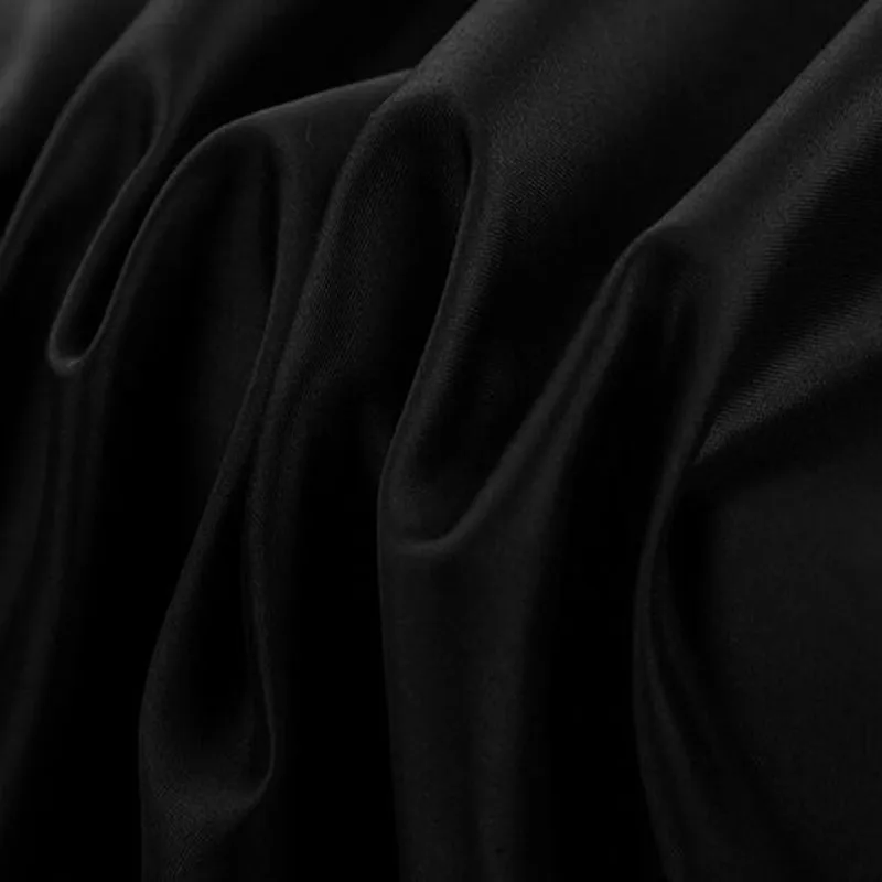 black Органическая шелковая смесь шерсть Атлас Роскошная ткань для высокой моды Женская одежда сплошной цвет - Цвет: black