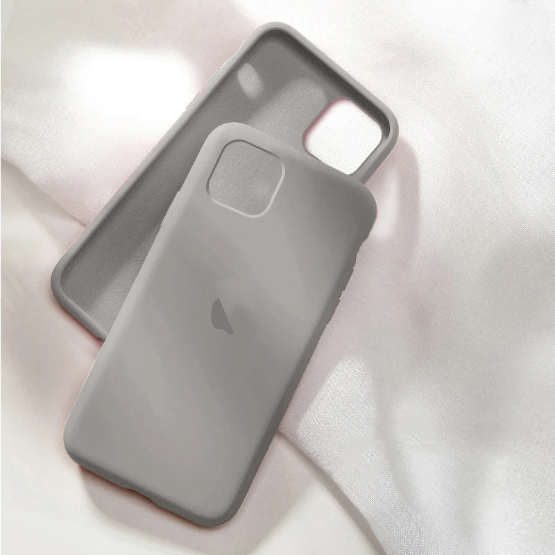 Официальный силиконовый чехол для iphone 7 8 6 6s Plus Xs XR X MAX противоударный чехол с логотипом для iphone 11 Pro Max задняя крышка - Цвет: Серый