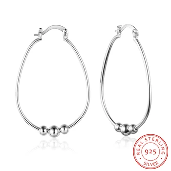 

925 Sterling Silver Hoop Earrings with Beads Teardrop Earrings Minimalist Circle Earrings for Women Fine Jewelry Birthday Gift