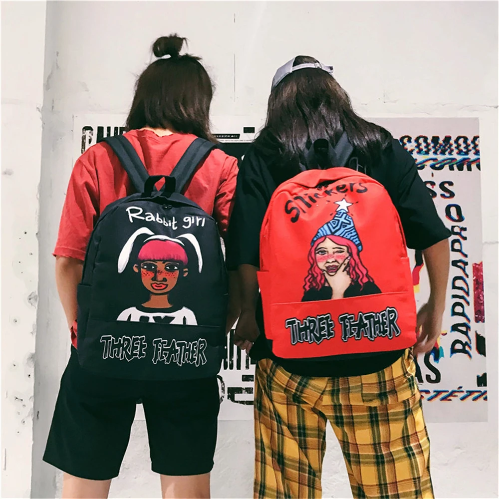 

Street Snap Chic Girl Print Designer Women Backpack Street Graffiti Culture Teenage Boys Girls School Bags Travel Shoulder Bag
