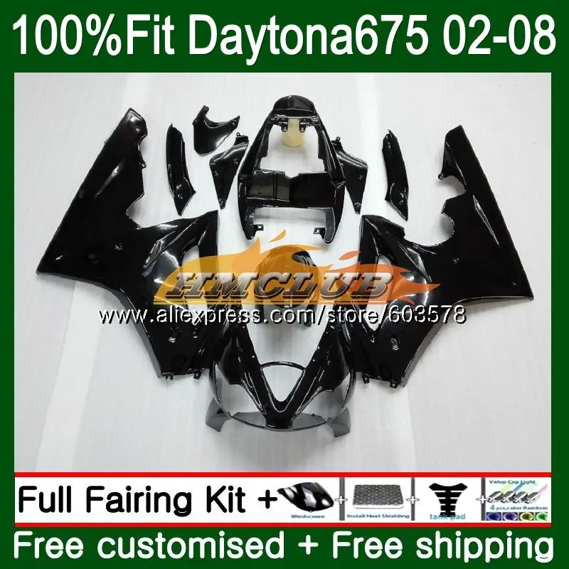 Инъекции для Triumph Daytona 675 02 04 2002 2003 2004 47CL. 22 все черный Daytona 675 2005 2006 2007 2008 05 06 07 08 обтекатель