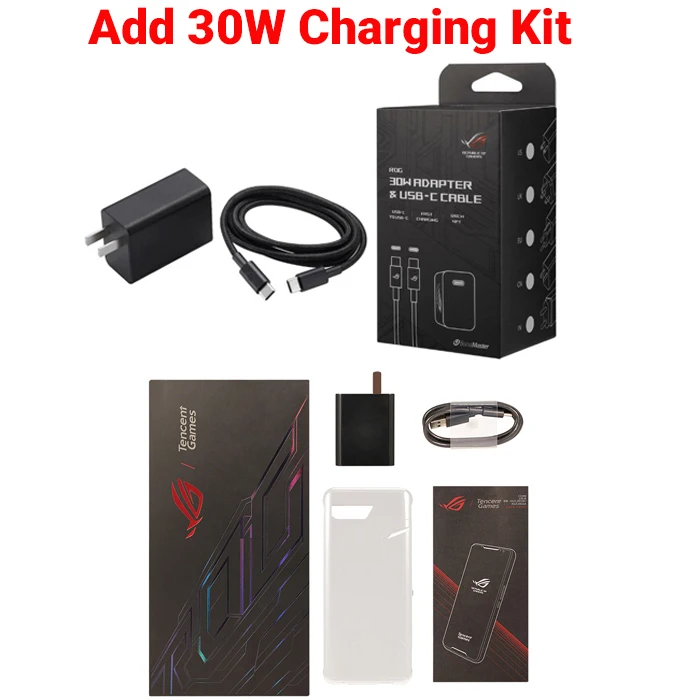 Global Firmwar Asus ROG Phone 2 8 Гб 128 ГБ игровой телефон ROG Phone II ZS660KL 6,59 дюймов 8 Гб 128 ГБ Snapdragon 855+ 6000 мАч мобильный телефон - Цвет: add 30W charging kit