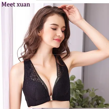

Women triangle Bra Women Plus Size Backless Bras for Ladies Front Closure Underwire Bra Sexy Big Cup Factory shipping