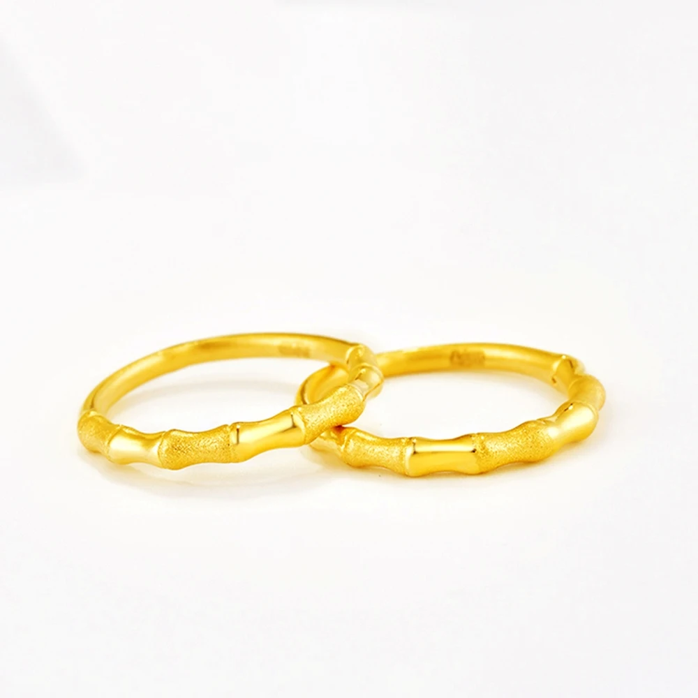 

1PCS Genuine Pure 999 24K Yellow Gold Ring 3D Hard Gold Lucky Bamboo Ring US4-9 / Best Gift