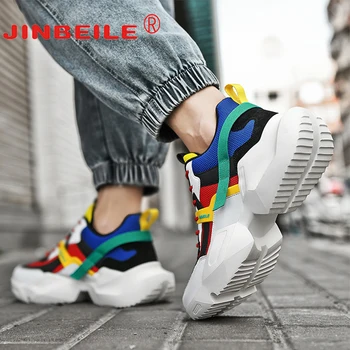 

JinbeileNew Breathable Microfiber Mesh Sneakers Men Running Shoes Lightweight Outdoor Walking Sport Shoes Soft Sole Men Non-slip