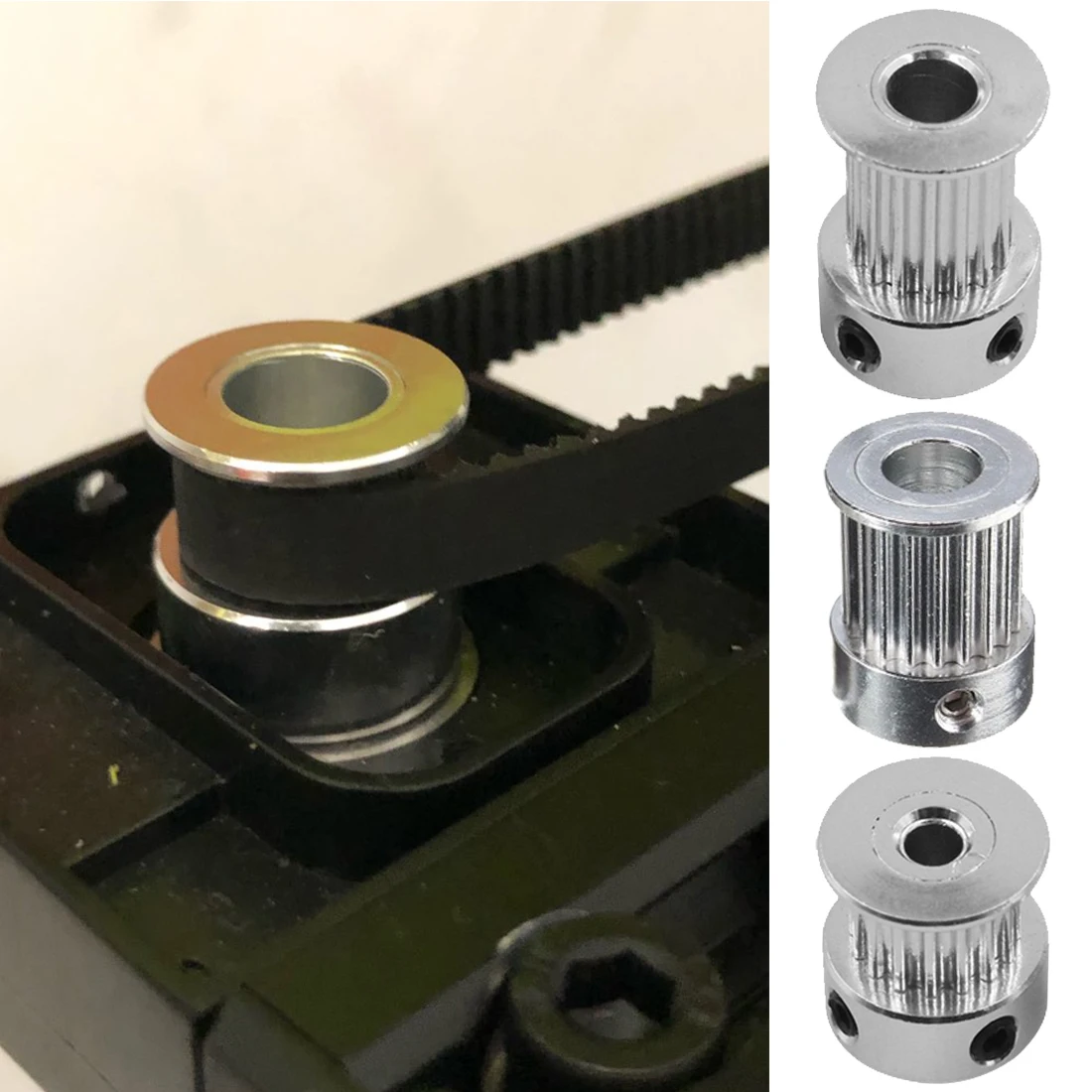 

Alumium GT2 Timing Pulley GT2 16/20 teeth Bore 3.17/5/6.35/8/4mm for belt width 6mm or 10mm GT2 Open Belt 2GT pulley