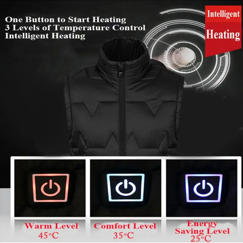 Cotton USB Electric Heated Jacket Men Outdoor Skiing Bicycle Thermal Heated Vest Women's Down Softshell Coat+Large-area Heating