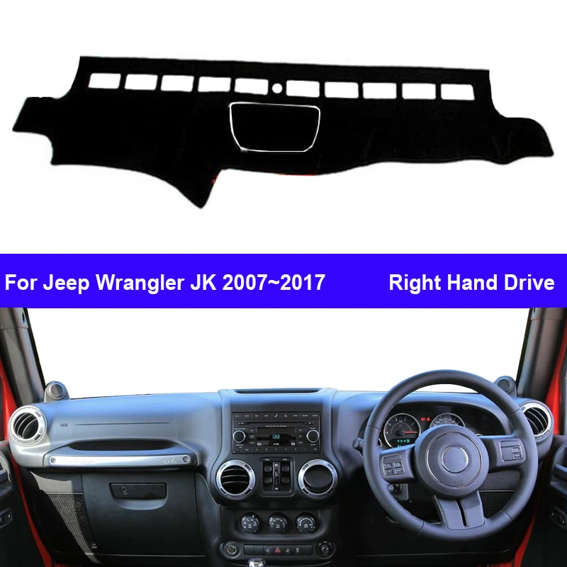 Car Inner Dashboard Cover For Jeep Wrangler JK 2007-Center Console Protector Carpet Dashmat Sun Shade Absorb Sunlight