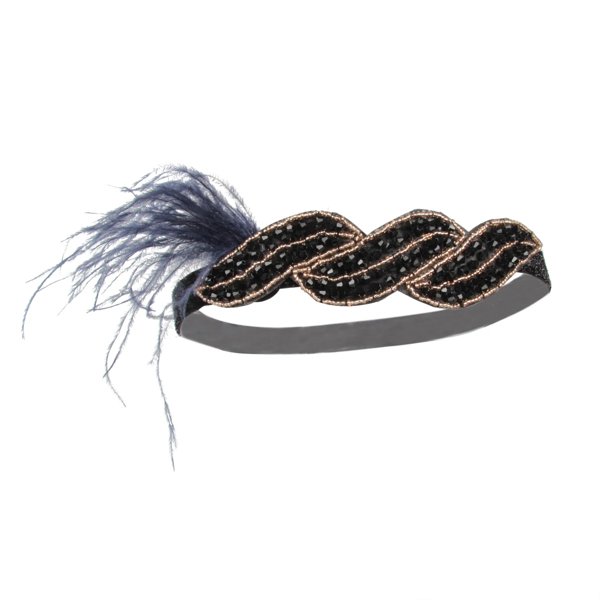 1920s Аксессуары для волос с драгоценными камнями, вечерние повязки для волос с черными перьями для женщин, Заводская распродажа, ручная работа