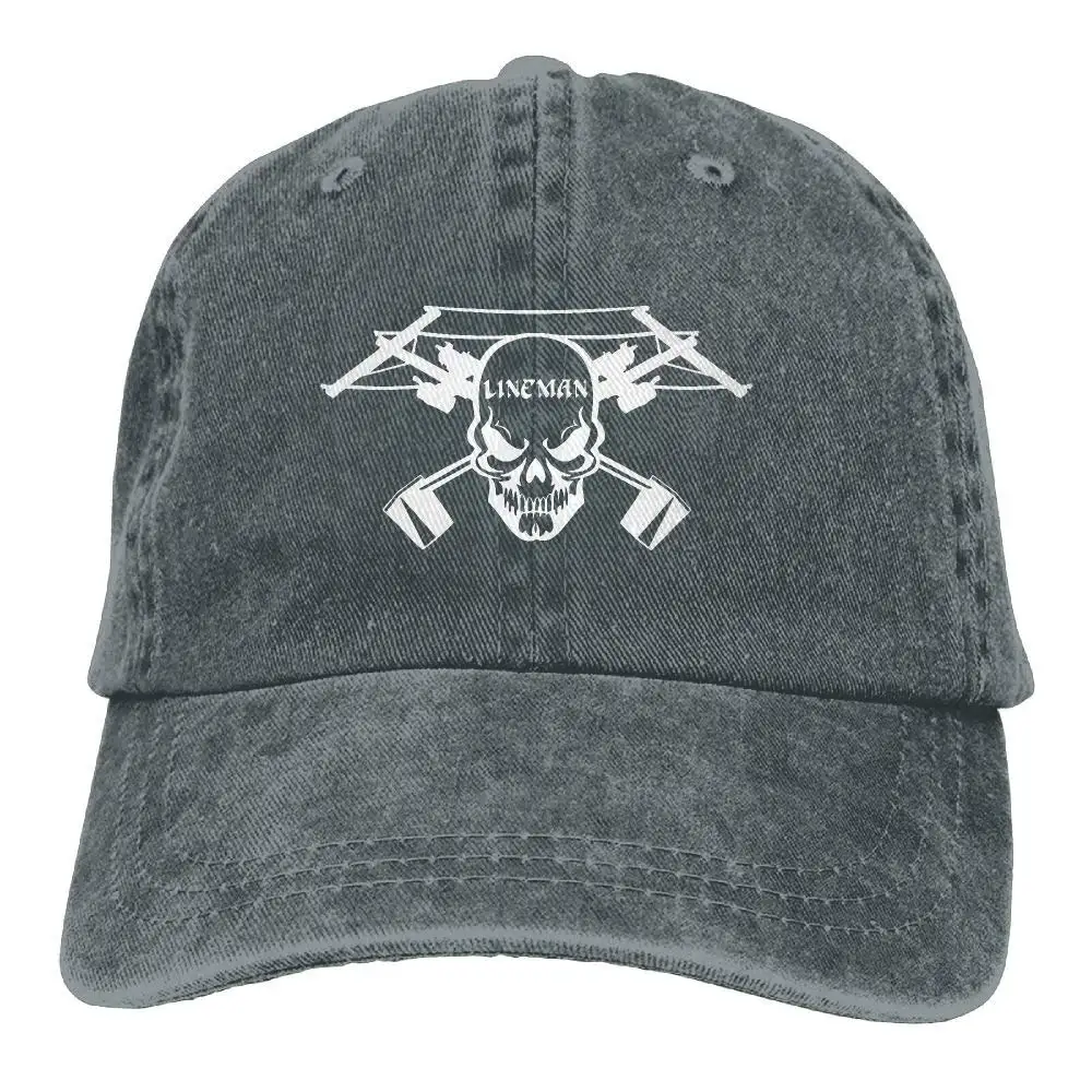 Lineman Skull электрика power Джинсовая Шляпа Регулируемая унисекс изогнутая бейсболка