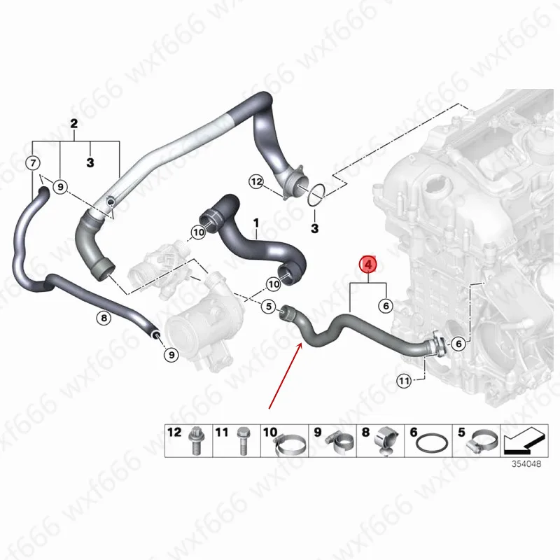 Шланг для водяного насоса с головкой цилиндра двигателя автомобиля подходит для X5b mwX6 резиновый шланг вспомогательный водопровод термостат Водопровод