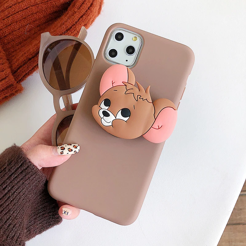 Чехлы для телефонов с мультяшным котом и мышкой для iPhone 11Pro X XS Max XR 11 6 6S 7 8 Plus, мягкие силиконовые защитные чехлы из ТПУ
