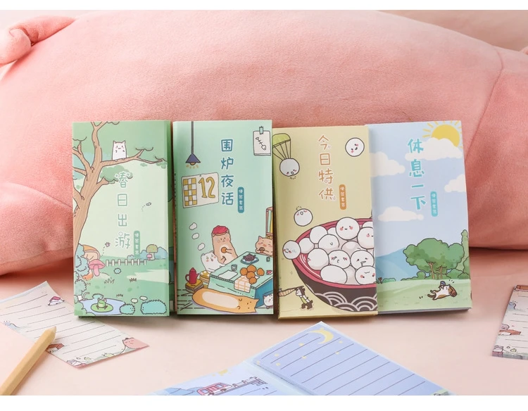 Kawaii мультфильм Животные блокнот милый канцелярский дневник Diy Липкие заметки 4 складной портативный Блокнот Школьные офисные поставки Papeleria