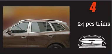 Нержавеющая сталь окна автомобиля планки для Inokom santa fe 2006 2007 2008 2009 2010 2011 2012 hyundai santa fe - Цвет: 22 pcs trims