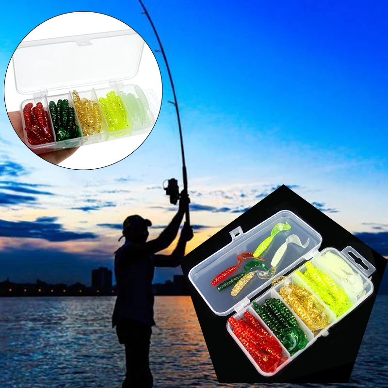 

50pcs / Box 5cm Soft Rubber Bait Fishing Lure Jig Wobbler Soft Worm Carp Fishing Bait Artificial Silicone Lure Swimbait
