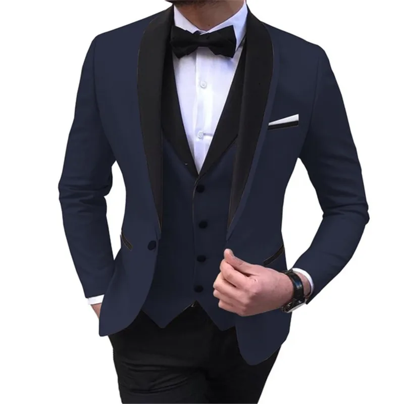Picture style Мужской костюм из 3 предметов, повседневный костюм с отложным воротником, коричневый, белый, мужской костюм для свадьбы, смокинг для женихов(Блейзер+ жилет+ брюки - Цвет: Picture style