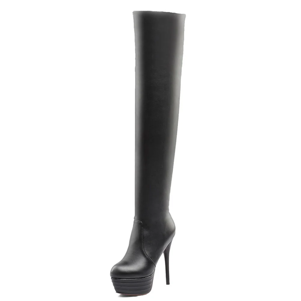 SARAIRIS brand Thin High Heels Boots Women Shoes Sexy Platform High Heels Autumn winter Over The Knee Boots woman Large Size 46 - Цвет: black